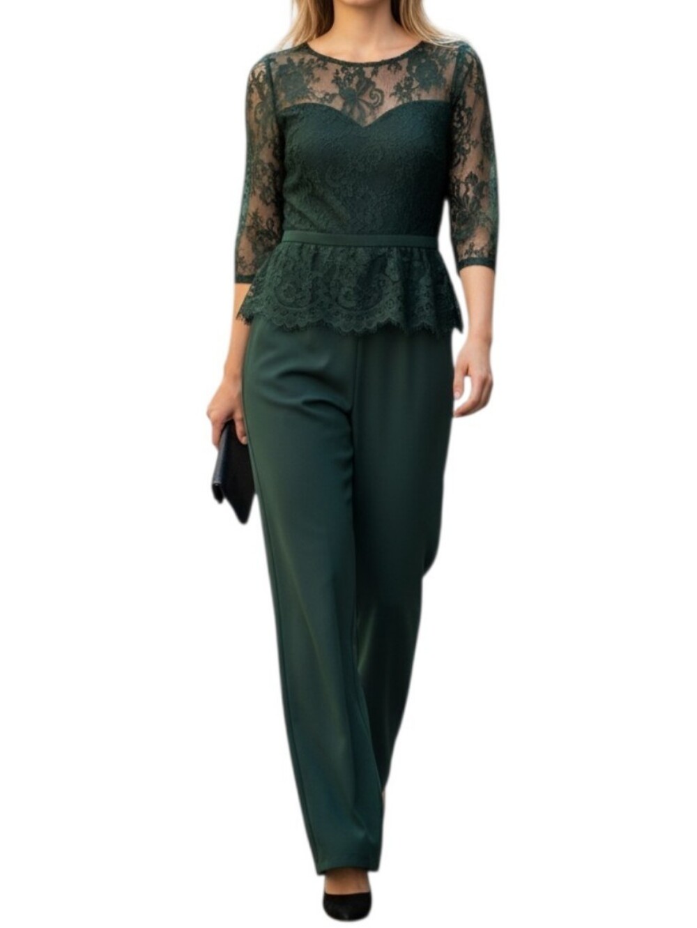 Lilly Boutique Dark Green Formal Lace Top Jumpsuit